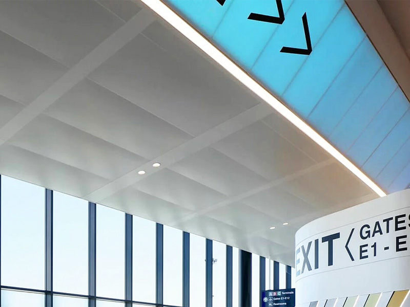 Boston Logan International Airport, Boston Metal Ceiling System Aluminum False Panels Boston Logan International Airport, Boston Metal Ceiling System Aluminum False Panels