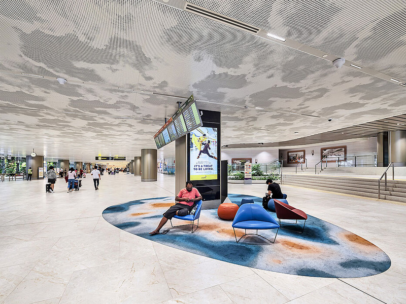 Changi Airport T2, Singapore Metal ceiling System Perforated Aluminum False Panels Changi Airport T2, Singapore Metal ceiling System Perforated Aluminum False Panels