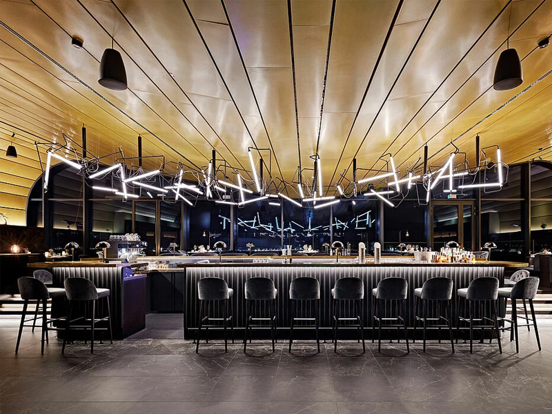 Otto's Skybar, Düsseldorf Strip Ceiling System Aluminum Panels Metal False Ceiling