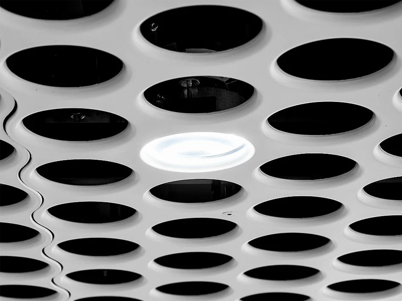 Shopping Mall Coop Löwenberg, Murten Strip Metal Ceiling System Aluminum Panels