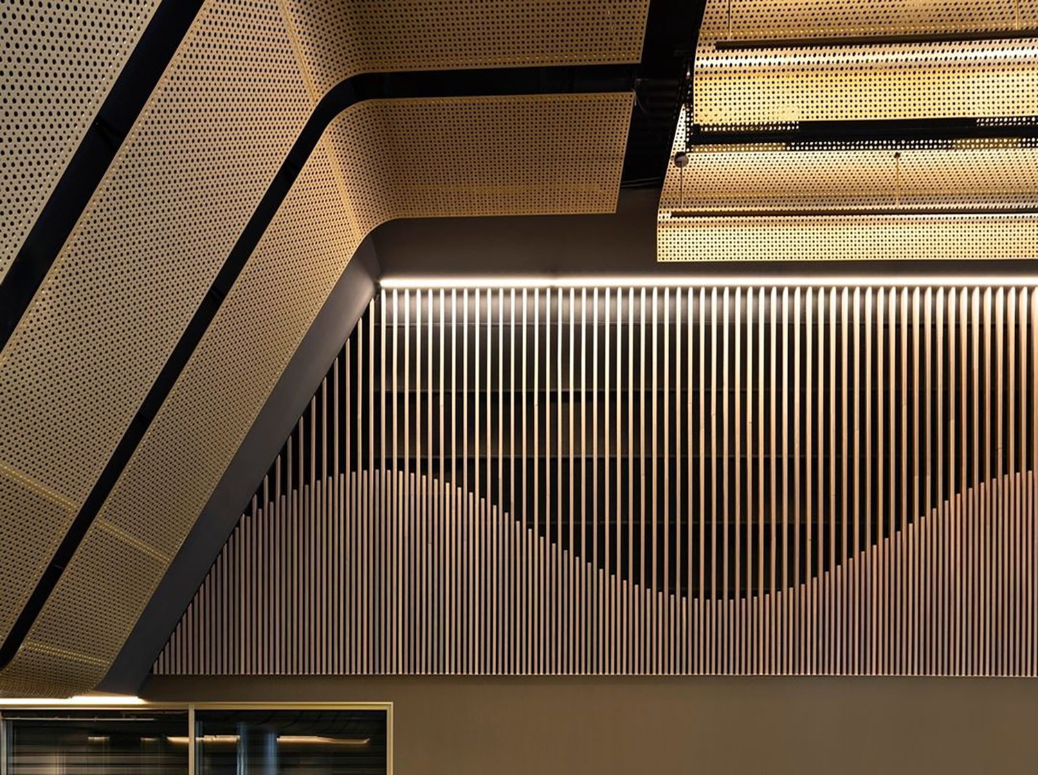 Australia Melborne Marvel Stadium VIP Aluminum Perforated Raft Bespoke Metal Ceiling Australia Melborne Marvel Stadium VIP Aluminum Perforated Raft Bespoke Metal Ceiling