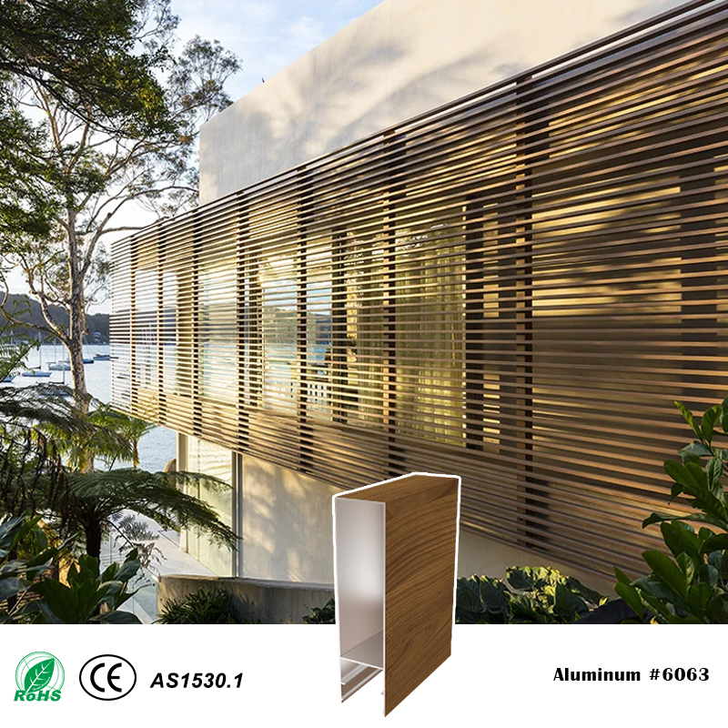 50mm Series 50x200mm Cover Two-Piece Aluminum Batten System for Screen Wall Ceiling Facade Gara