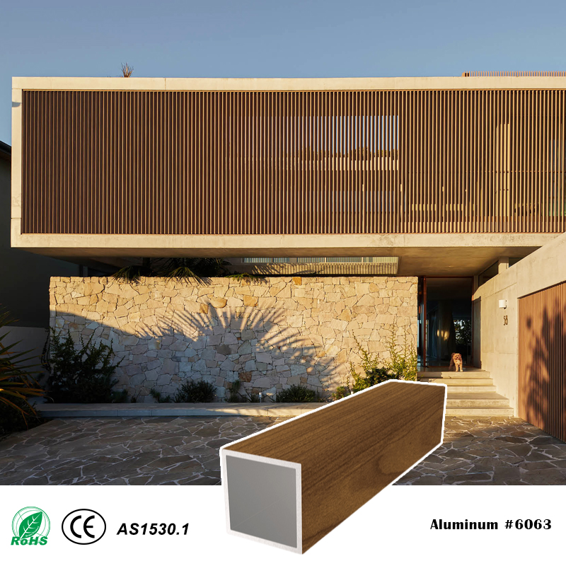32x32x2mm Timber Battens One-piece Aluminum Square Battens System for Decorative Screen Facades