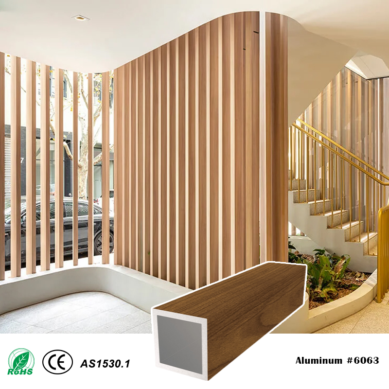 32x32x3mm Timber Battens One-piece Aluminum Square Battens System for Decorative Screen Facades