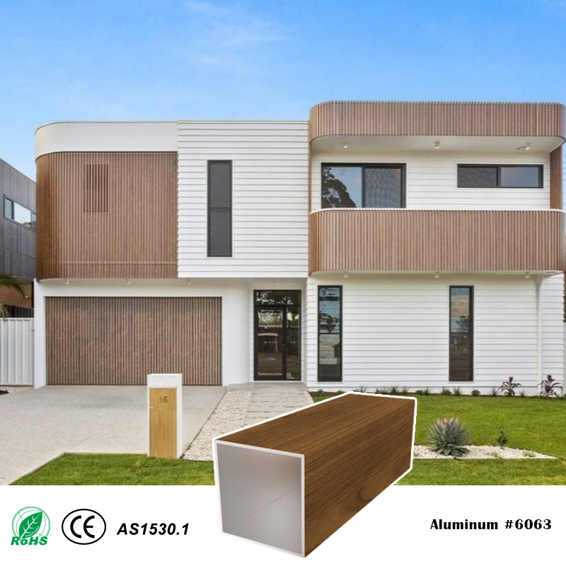 50x50mm Timber Battens One-piece Aluminum Square Battens System for Decorative Screen Facades F