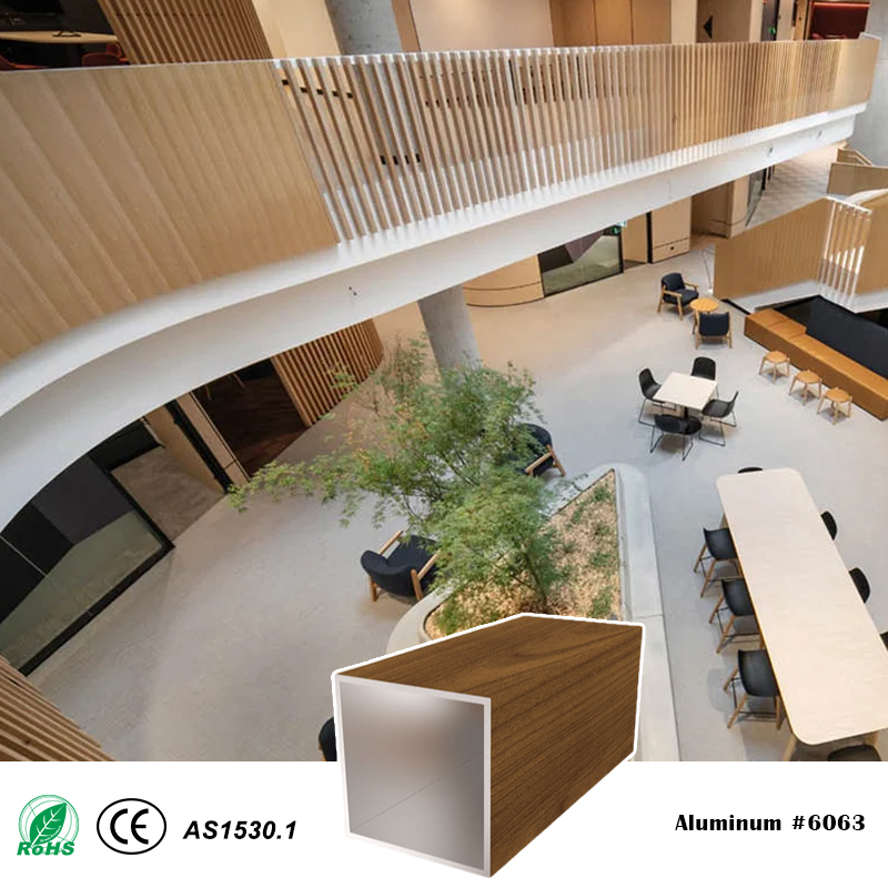 65x65mm Timber Battens One-piece Aluminum Square Battens System for Decorative Screen Facades F