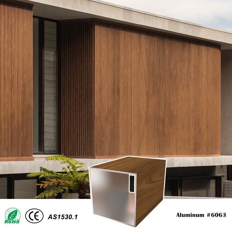 100x100mm Timber Battens One-piece Aluminum Square Battens System for Decorative Screen Facades