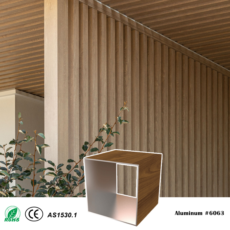 150x150mm Timber Battens One-piece Aluminum Square Battens System for Decorative Screen Facades