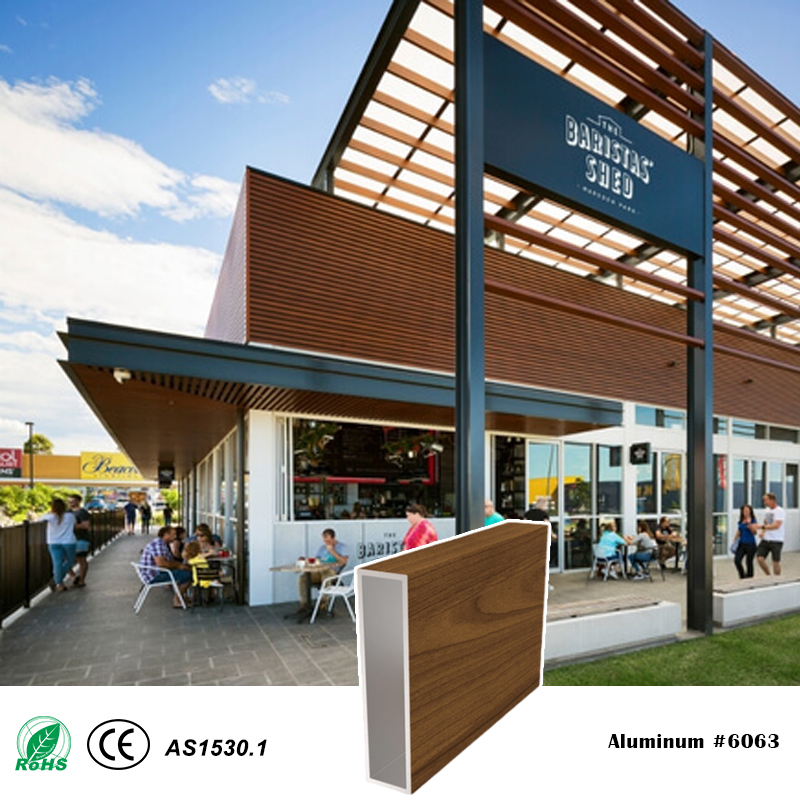 25x100mm Timber Battens One-piece Aluminum Rectangular Battens System for Screen Pergolas Fence