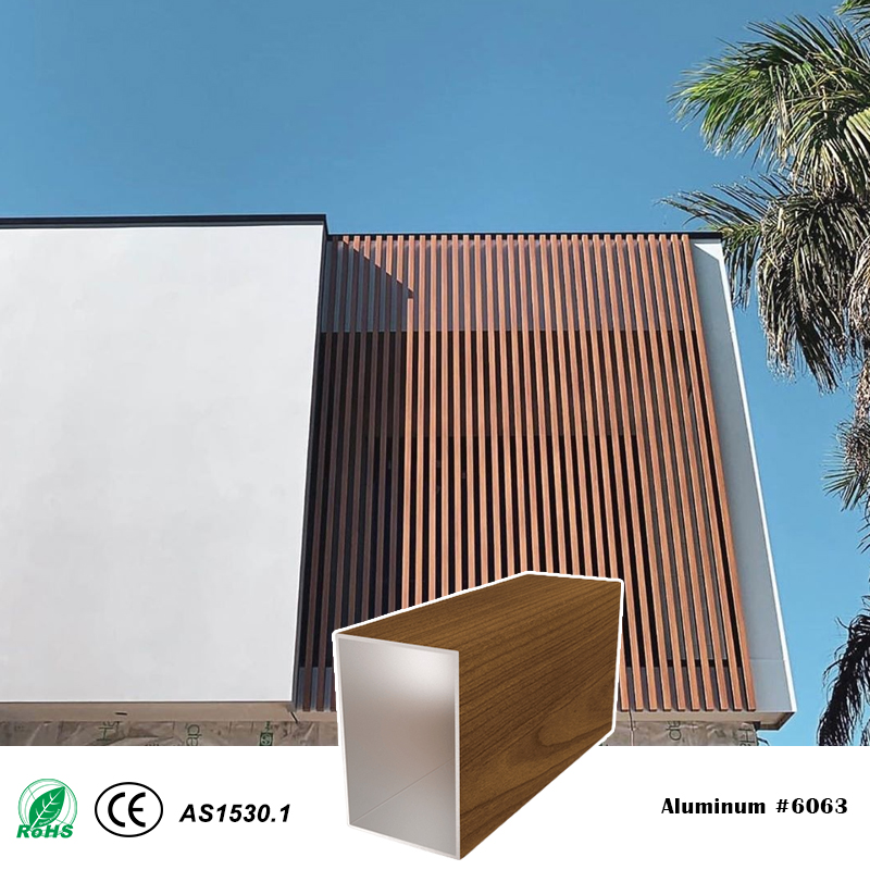 50x75mm Timber Battens One-piece Aluminum Rectangular Battens System for Screen Pergolas Fence 