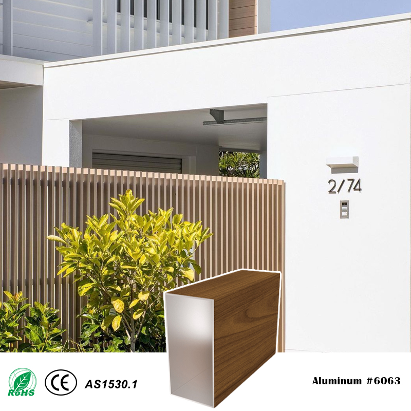 50x100X1.6mm Timber Battens One-piece Aluminum Rectangular Battens System for Screen Pergolas F