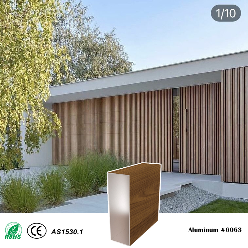 50x150x2mm Timber Battens One-piece Aluminum Rectangular Battens System for Screen Pergolas Fen