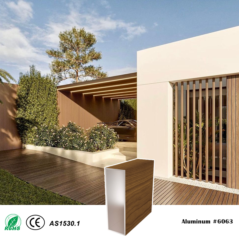 50x150x3mm Timber Battens One-piece Aluminum Rectangular Battens System for Screen Pergolas Fen
