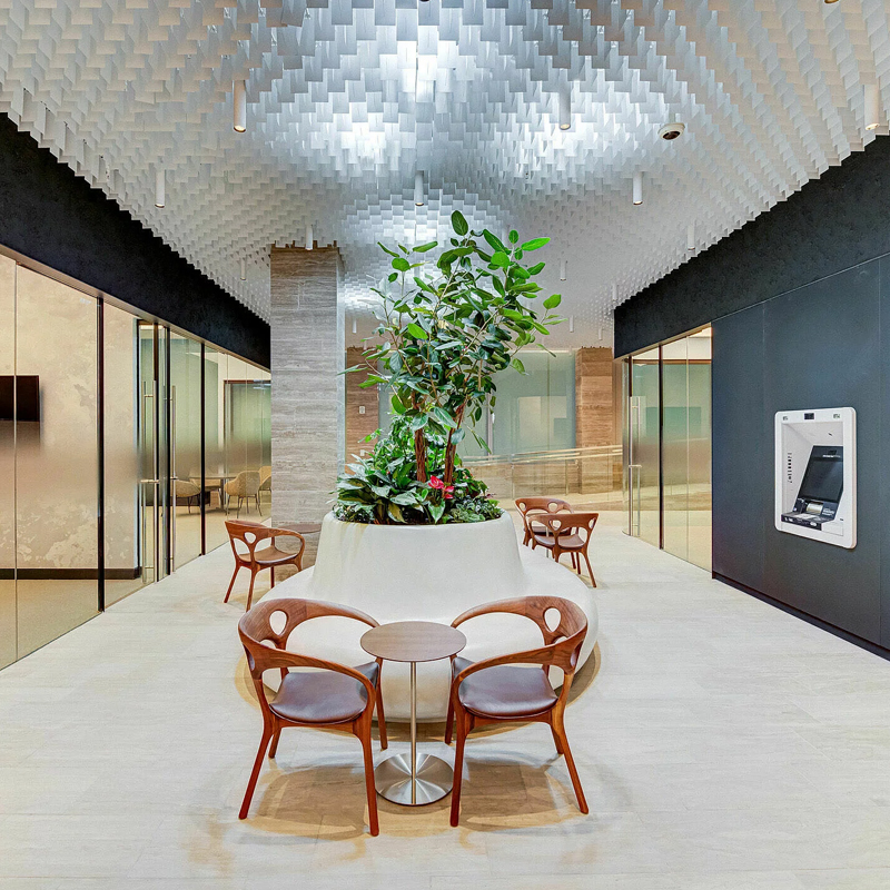 America Liva Open-Cell Metal Ceiling System for Commercial and Architectural Interiors